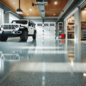 A professionally installed epoxy garage floor, shine, durability, and style.