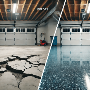 before and after epoxy floor installation